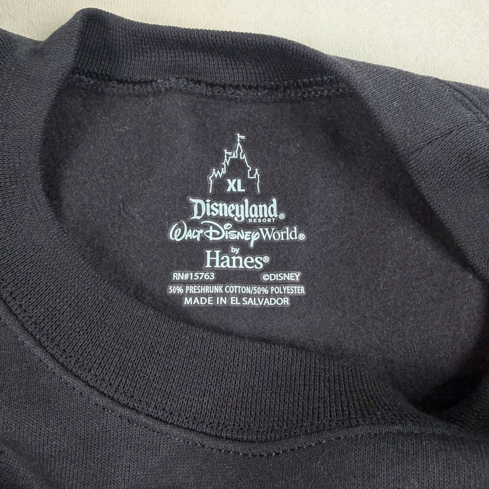 Disney World Mickey Mouse Crewneck Sweatshirt Hanes Black Graphic XL Disneyland - Picture 3 of 8